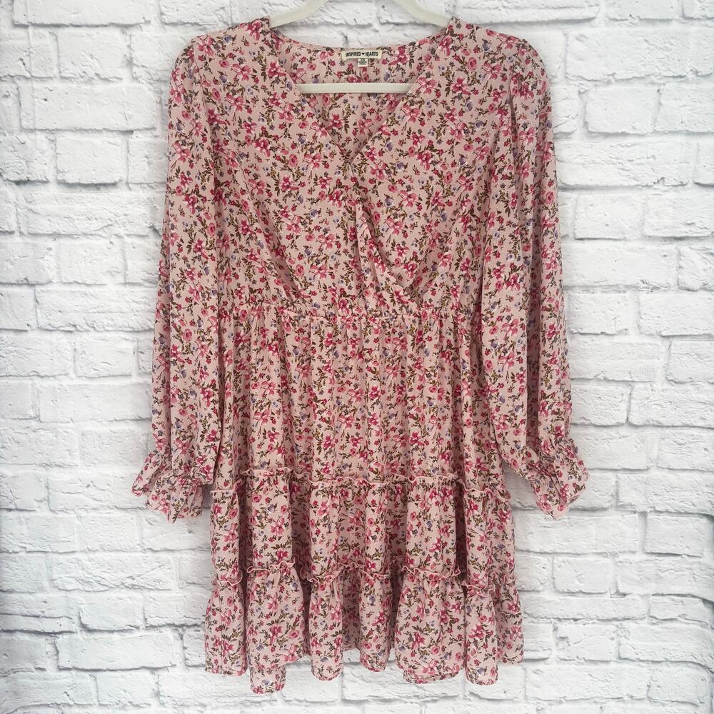Inspired Hearts Pink Floral Ruffle Dress Size 3X